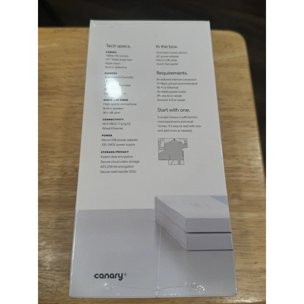 Canary CAN100USBK All-In-One Smart Home Security Camera Black New Sealed